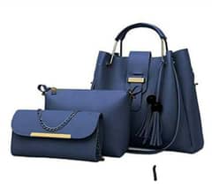 3 pcs women's pu leather plain handbag