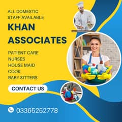 House maids , Maids , Baby Sitter , Chef , Cook , Patient Care ,Nurse