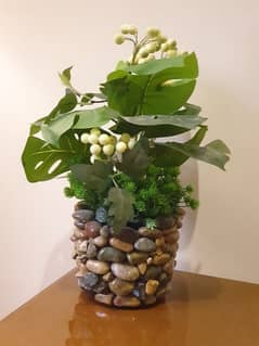Decorative House Plant in Stone Pot