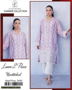 2. pce Women's unstitched lawn Embroidered suit  FREE HOME DELIVERY
