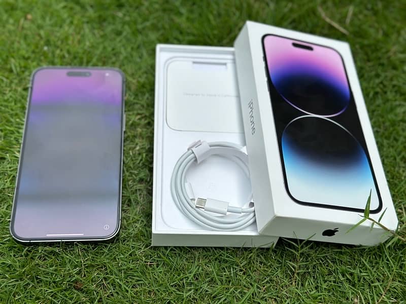 IPhone 14 Pro Max 256 gb deep Purple Dual physical complete Box 0