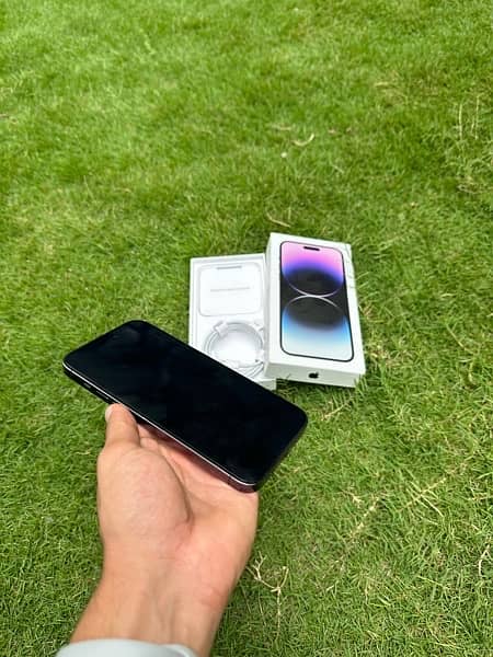 IPhone 14 Pro Max 256 gb deep Purple Dual physical complete Box 4