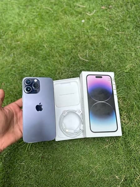 IPhone 14 Pro Max 256 gb deep Purple Dual physical complete Box 5