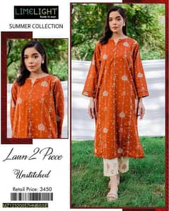 2. pce Women's unstitched lawn Embroidered suit FREE HOME DELIVERY