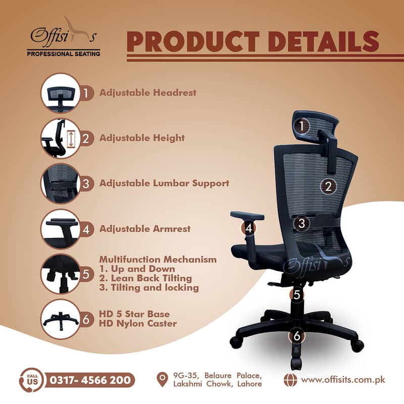 Executive chair with full functions- 1 year parts replacement warranty 2