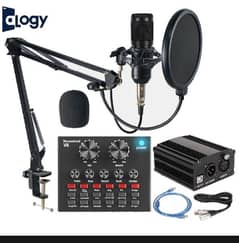 BM800 condenser microphone + V8 sound card + phantom power supply.