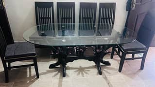 Dinning Table with Glass and Chairs