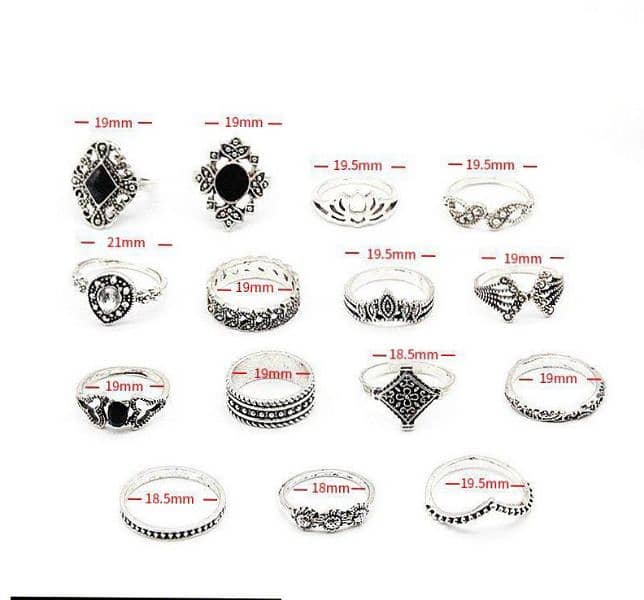 15 pcs Trendy Rings Set for girls 1