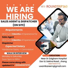We are Hiring Sales Agent and Dispatcher