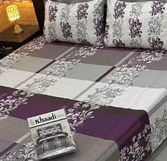 3pcs cotton salonica printed Double Bed sheet