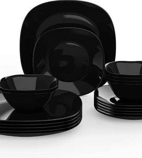 Black Marble plates, 18 Piece Plates Set 4