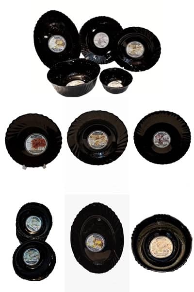 Black Marble plates, 18 Piece Plates Set 9