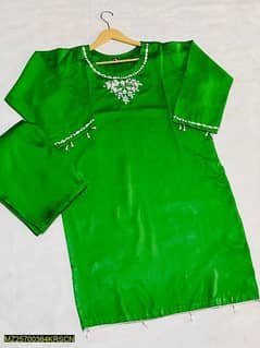 2 Pcs Women Stitched Katan Silk Embroidered Suit