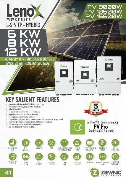 Ziewnic Lenox 3.0 6KW IP-65 Solar Hybrid Inverter 1