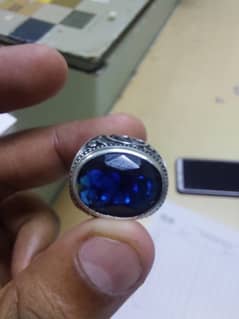 925 Sterling silver with sapphire (neelum) stone turkish ring