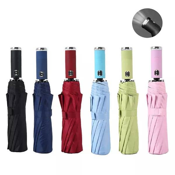 Automatic Folding Umbrella with flash light Super Quality 6