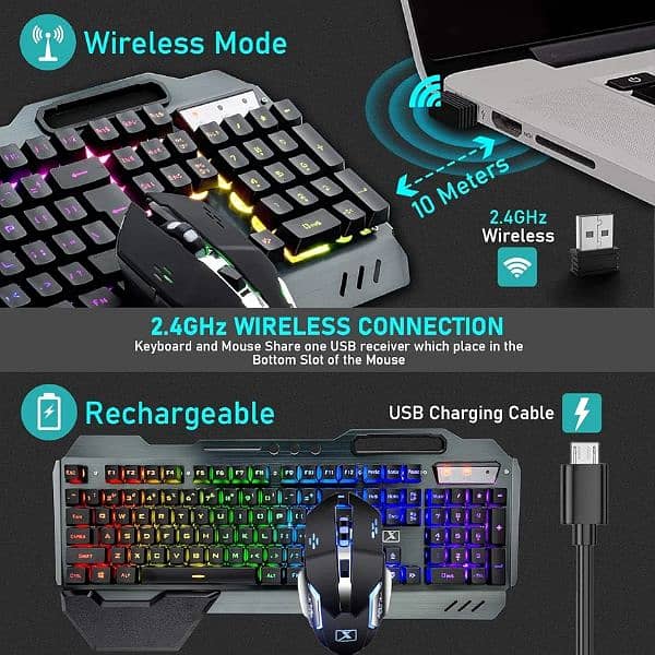 Mechanical Keyboard wireless gaming and Mouse 4