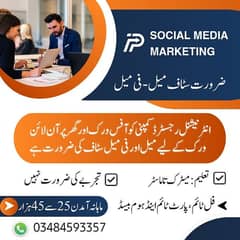 Male and female staff required for online working and office work