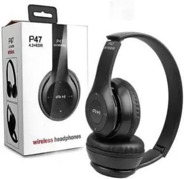 Wireless Stereo Headphones, Black 1