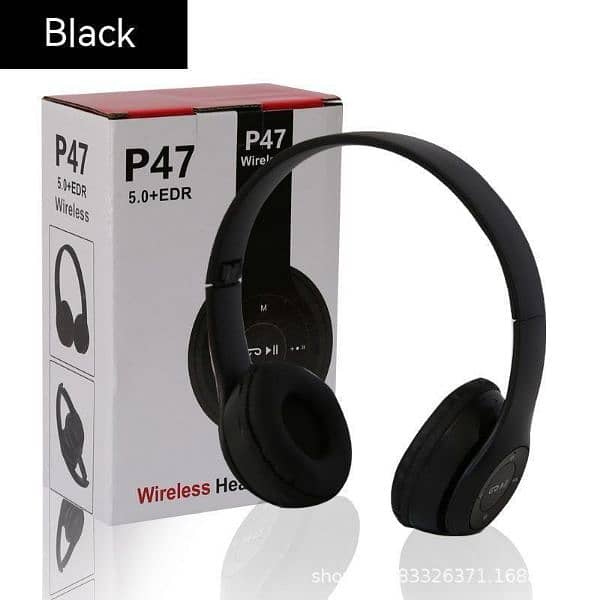 Wireless Stereo Headphones, Black 2