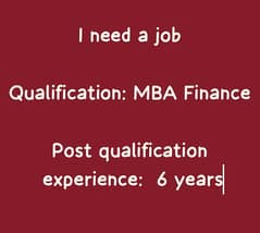 MBA qualified need a job