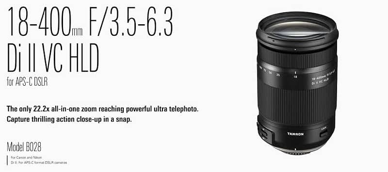 Tamron 18-400mm f/3.5-6.3 Di II VC for Canon mount 0