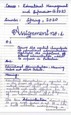 handwriting assignments work