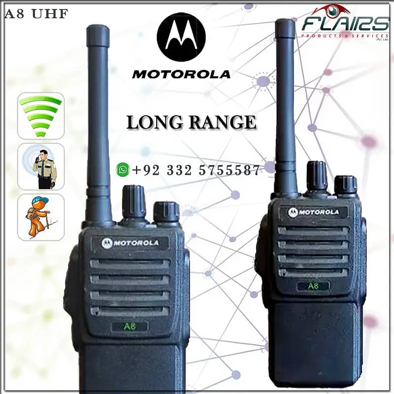 Motorola A8 Dual Band Walkie talkie (2Pcs) two way radios 5Watt Mag1 3