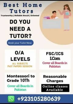 HOME TUTOR AND ONLINE TUTOR AVAILABLE