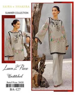 women unstitched  lawn embroidered suit new collection