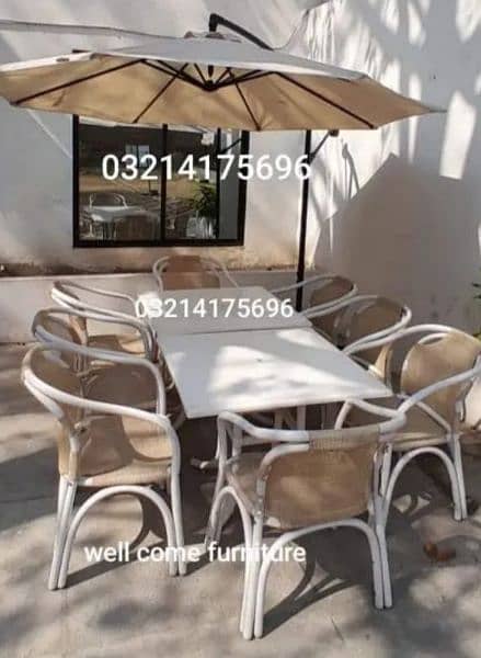 OUTDOOR GARDEN UPVC RATTAN FURNITURE SOFA SET CHAIRS TABLE UMBRELLA 6