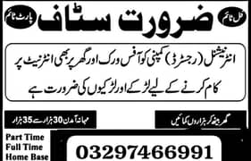 required staff for online and office base work male female