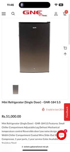 Mini Refrigerator (Single Door) - GNR-184 S. S