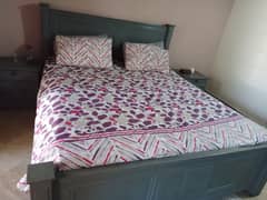 King size bed with mattress and side tables