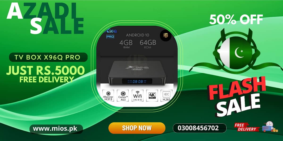 Azadi  Grand Sale On Andriod Tv Boxes MXQ 4K QUAD CORE 1G+8G 1