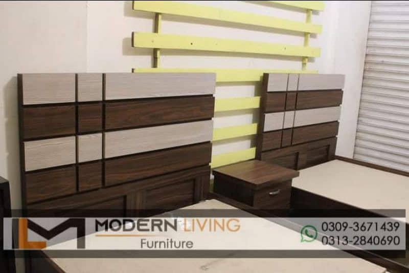 Modern 2 Single beds one side table best quality 3