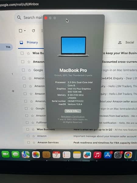 macbook pro 2017 13 inches, core i5 in mint condition 8