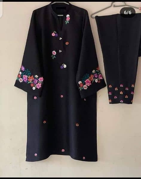 Black embroidery work silk dress 1