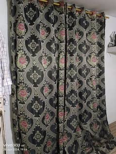 Curtain 3 PC black and gold slightly used as like new no any fault