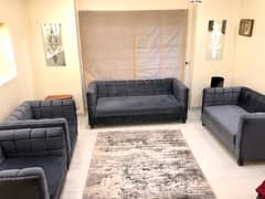 sofa / 7 seater / good quality velvet sofa/ good wood/ grey colour