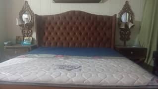 wooden bed with velvet poshish for sale