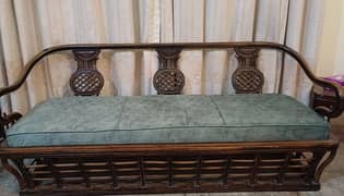 Five seater wooden sofa set with center table