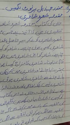 Handwriting assignment work