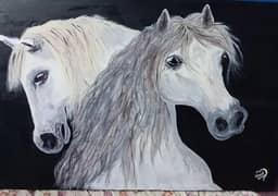 Horses Painted with Acrylic Colors On 24×36 canvas 0