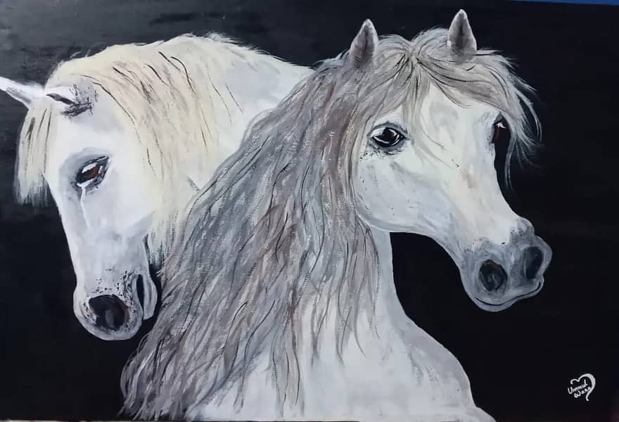 Horses Painted with Acrylic Colors On 24×36 canvas 1