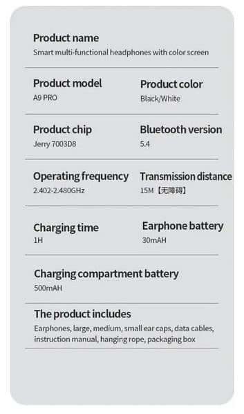 A9 pro earbuds with Built in Screen 6