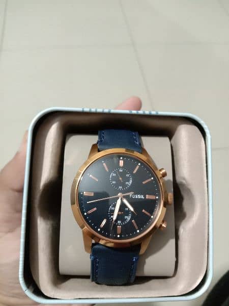 Fossil Men’s Chronograph Quartz Blue Leather Strap 0