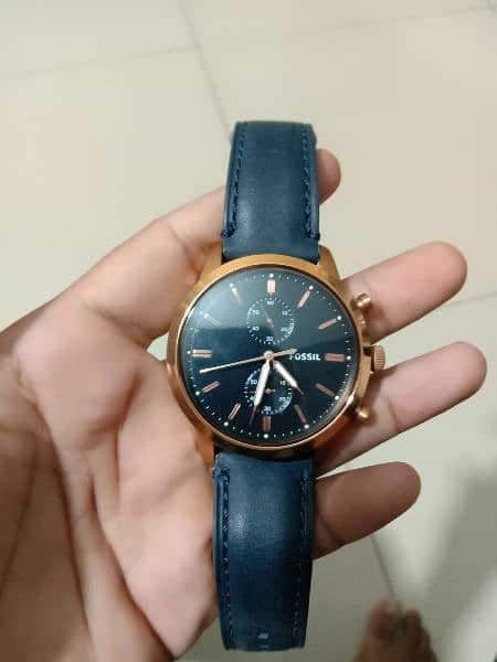 Fossil Men’s Chronograph Quartz Blue Leather Strap 2