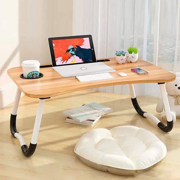 PORTABLE FOLDING LAPTOP TABLE DESK WOODEN FOLDABLE LAPTOP STAND (COD) 0