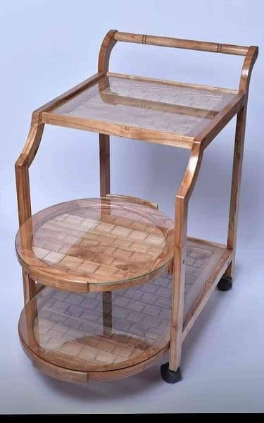 beech wood goll bagi tea trolley 1